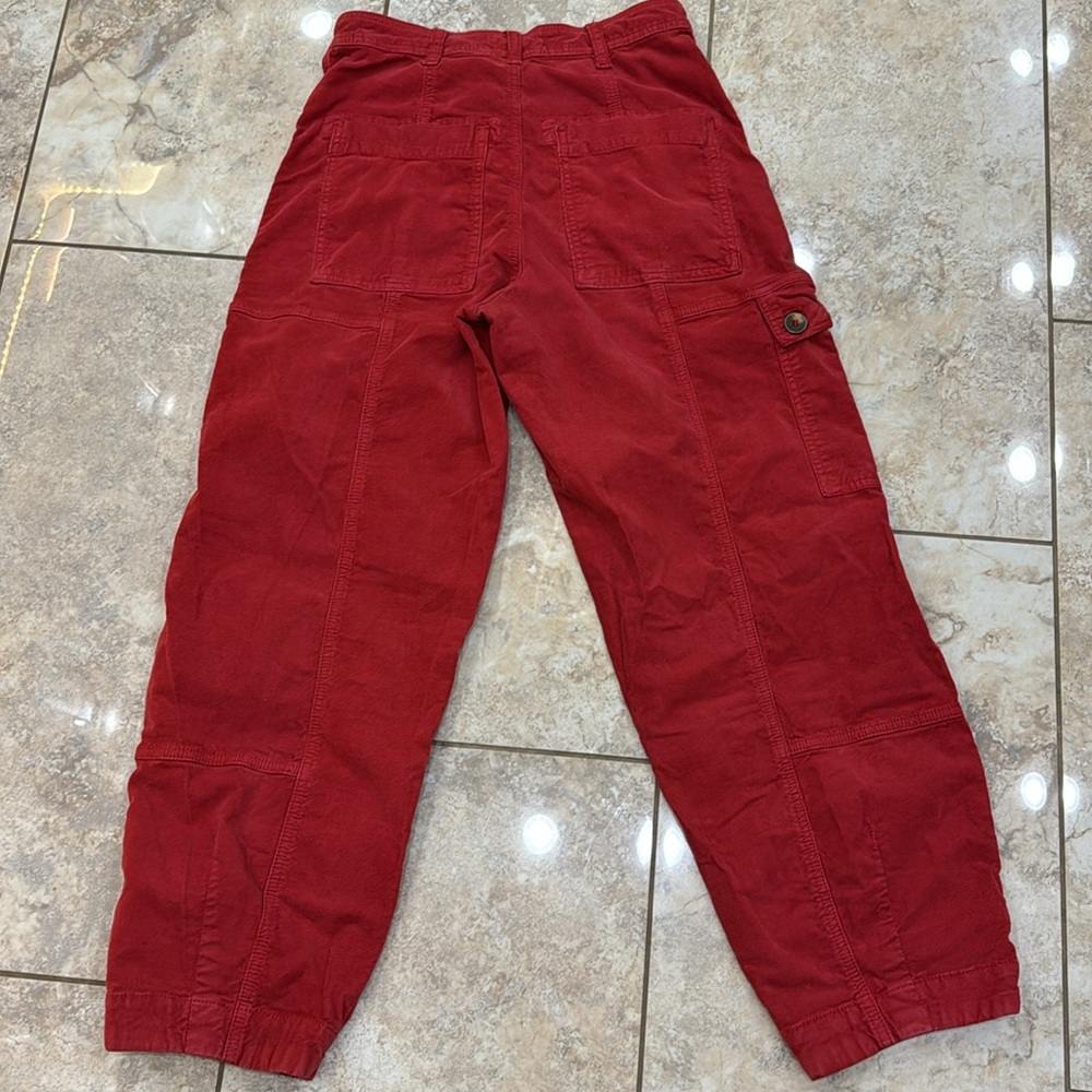Anthropologie Cropped Red Corduroy pants Size 2